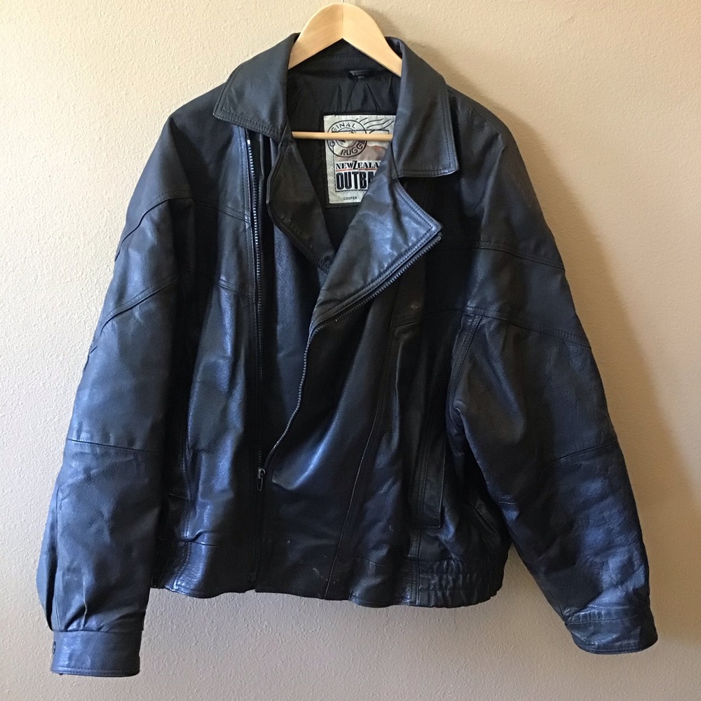 Vtg New Zealand Outback Cooper Leather Moto Jacket